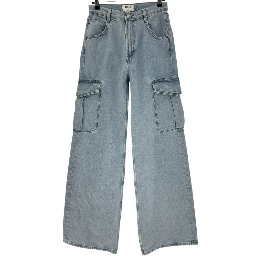 Agolde Relaxed Blue Minka Cargo Denim Jeans Size 25 - Picture 2 of 4